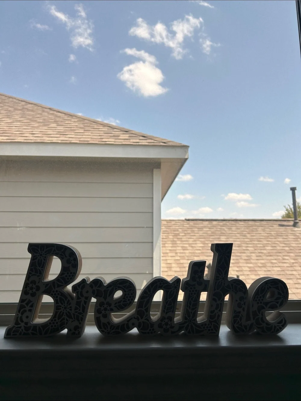 'Breathe' Decorative cut out wood Sign